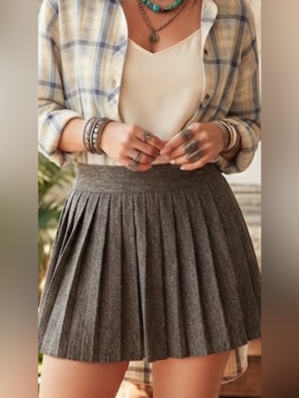 Zara Heather Gray Pleated Knit Mini Skirt Small | Preppy Minimalist